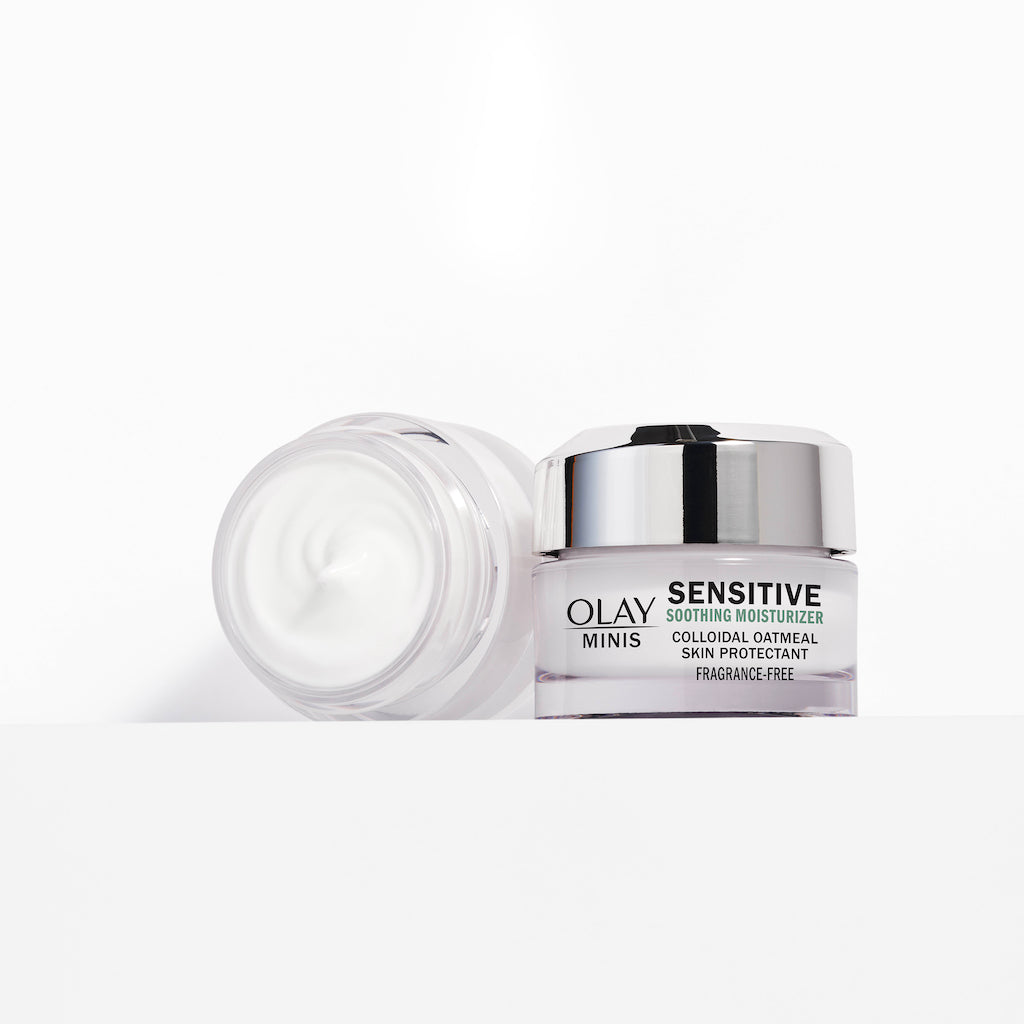 Sensitive Smoothing Moisturizer Jar with lid and without lid showing formula Sensitive Smoothing Moisturizer Jar with lid and without lid showing formula