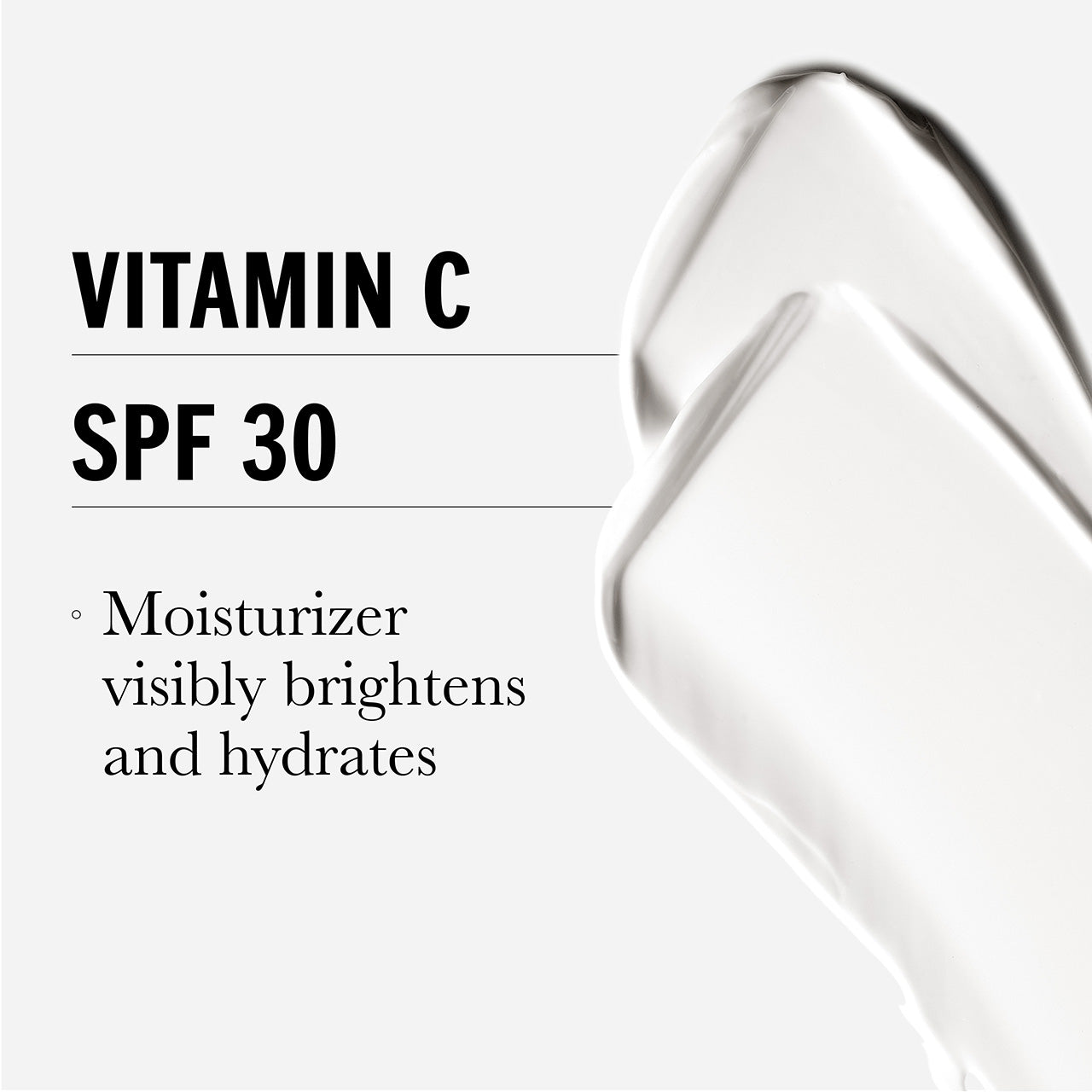 Vitamin C + Peptide 24 Hydrating SPF 30 Moisturizer texture swipe. Ingredients vitamin c and spf 30. Moisturizer visibly brightens and hydrates Vitamin C + Peptide 24 Hydrating SPF 30 Moisturizer texture swipe. Ingredients vitamin c and spf 30. Moisturizer visibly brightens and hydrates