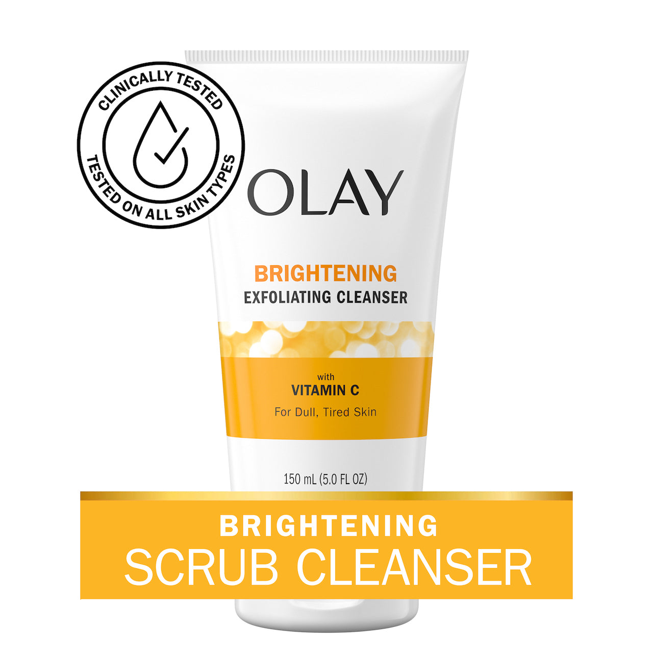 Vitamin C Brightening Cleanser bottle. Brightening scrub cleanser. Clinically tested on all skin types. Vitamin C Brightening Cleanser bottle. Brightening scrub cleanser. Clinically tested on all skin types.