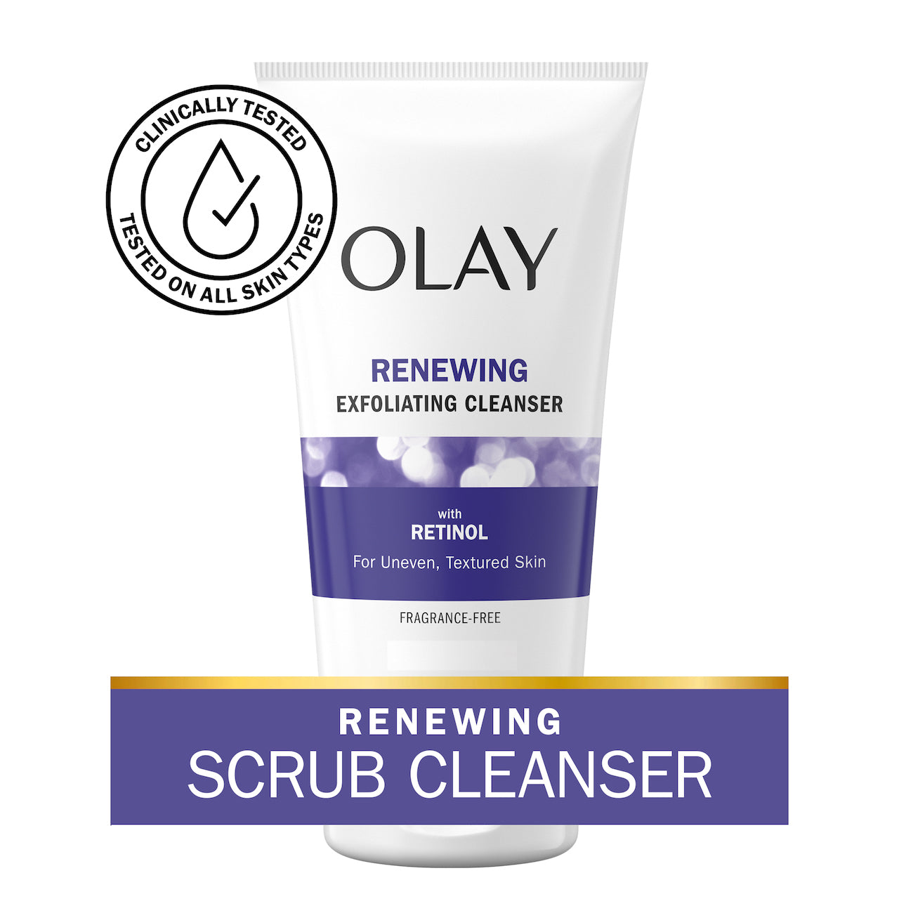 Retinol24 Skin Renewing Cleanser bottle. Renewing scrub cleanser. Clinically tested on all skin types Retinol24 Skin Renewing Cleanser bottle. Renewing scrub cleanser. Clinically tested on all skin types