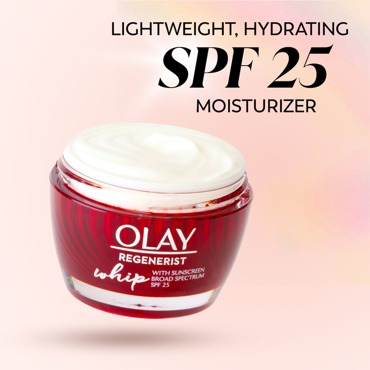 Whip Face Moisturizer SPF 25 jar. Lightweight, hydrating, SPF 25 moisturizer Whip Face Moisturizer SPF 25 jar. Lightweight, hydrating, SPF 25 moisturizer