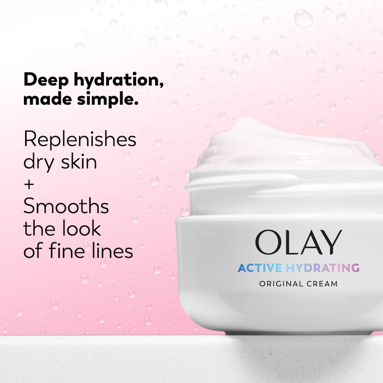 Olay Active Hydrating Original Cream jar with text on a pink background Olay Active Hydrating Original Cream jar with text on a pink background