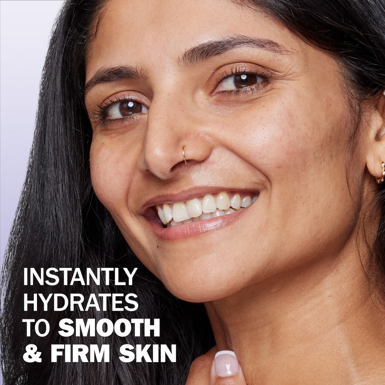 Model posing. Instantly hydrates to smooth and firm skin Model posing. Instantly hydrates to smooth and firm skin