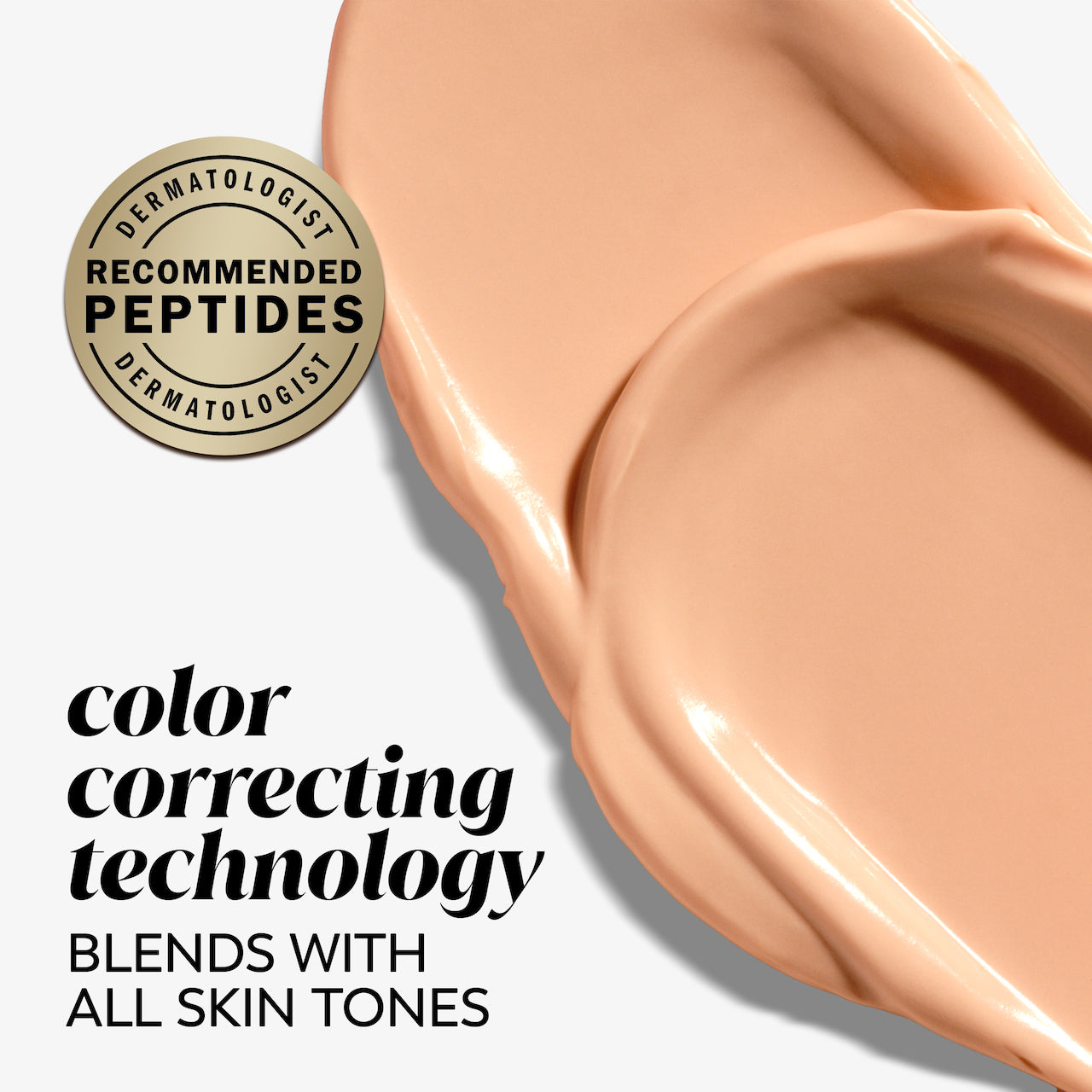 Olay Eyes Ultimate Eye Perfecting Cream texture swipe. Color correcting technology. Blends with all skin tones. Dermatologist recommended peptides Olay Eyes Ultimate Eye Perfecting Cream texture swipe. Color correcting technology. Blends with all skin tones. Dermatologist recommended peptides
