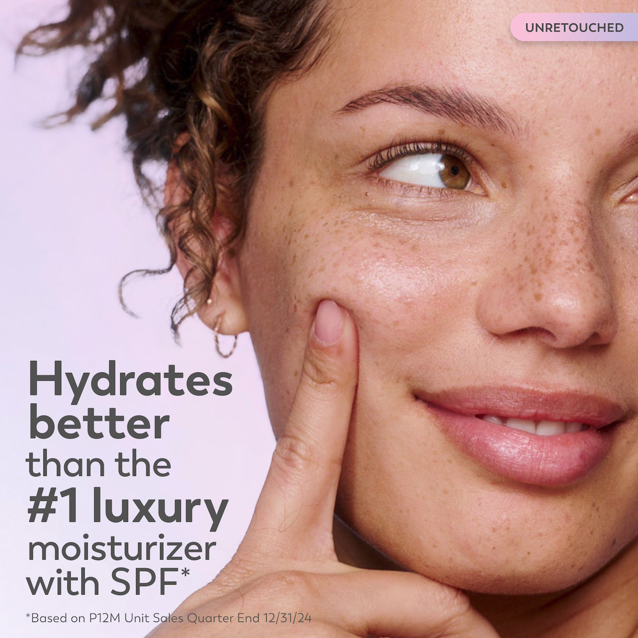 Model posing. Hydrated better than the #1 luxury moisturizer with SPF.* *based on P12M unit sales quarter end 12/31/24 Model posing. Hydrated better than the #1 luxury moisturizer with SPF.* *based on P12M unit sales quarter end 12/31/24