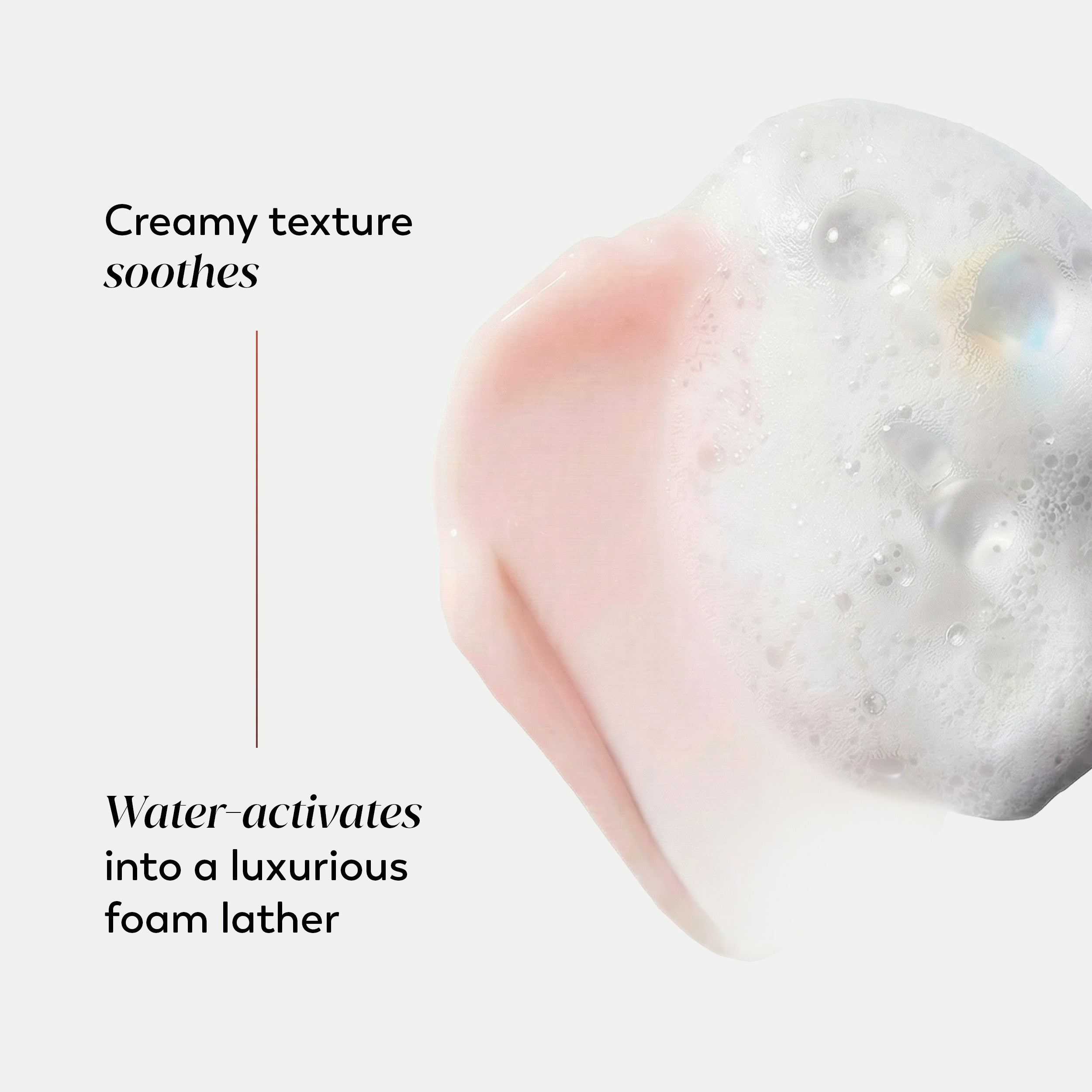 Super Cleanser texture. Creamy texture soothes. Water activates into a luxurious foam lather. Super Cleanser texture. Creamy texture soothes. Water activates into a luxurious foam lather.