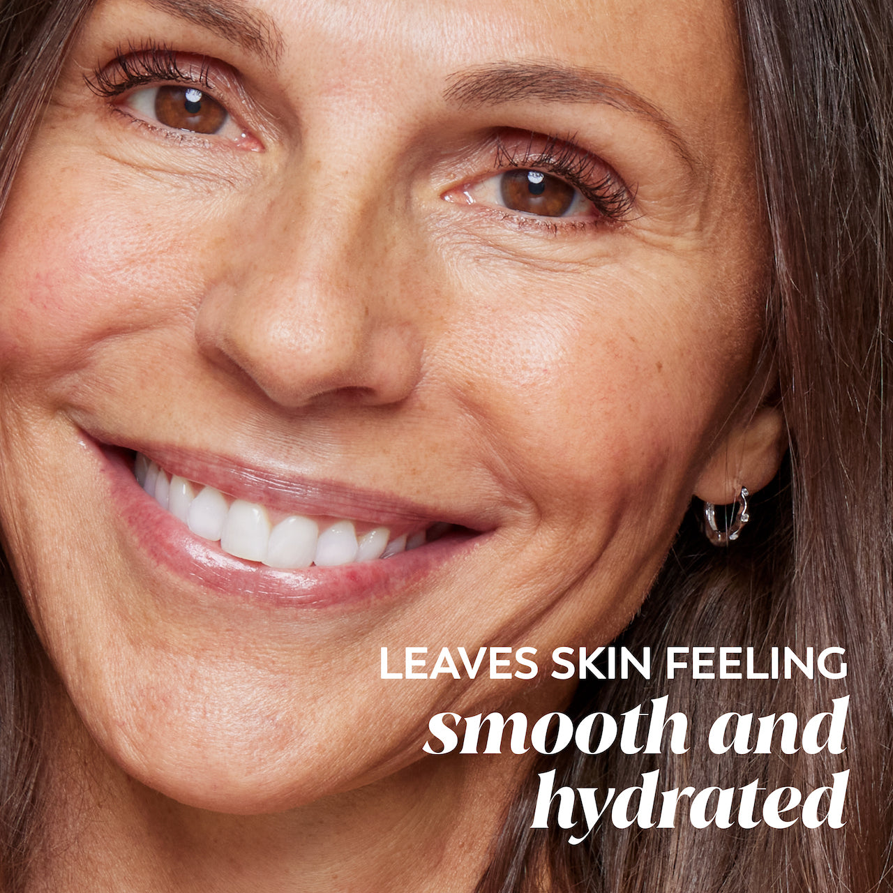 Model posing. Leaves skin feeling smooth and hydrated Model posing. Leaves skin feeling smooth and hydrated