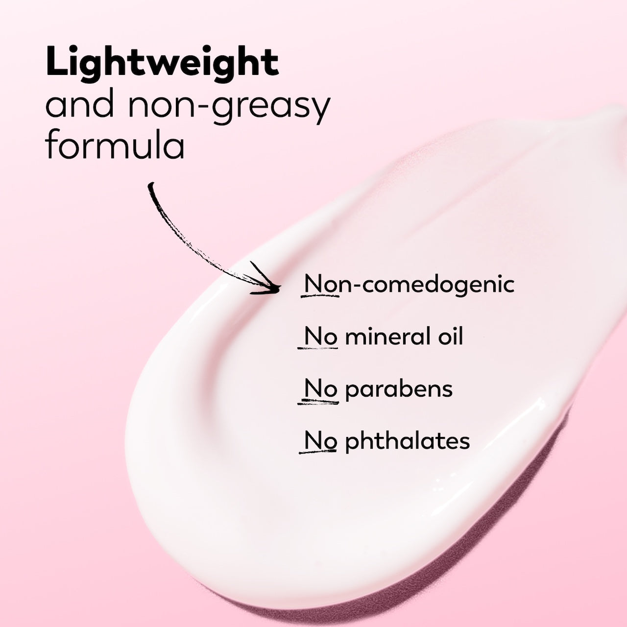 Product droplet with text highlighting features on a pink background Product droplet with text highlighting features on a pink background