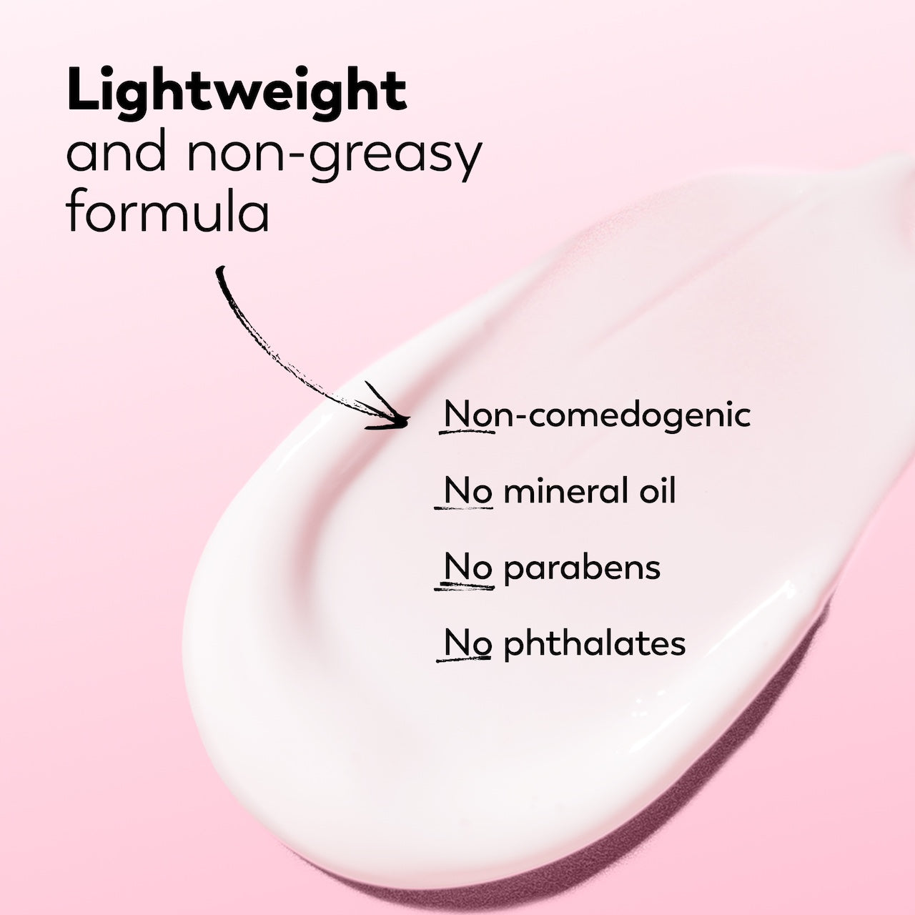 Product droplet with text highlighting features on a pink background Product droplet with text highlighting features on a pink background