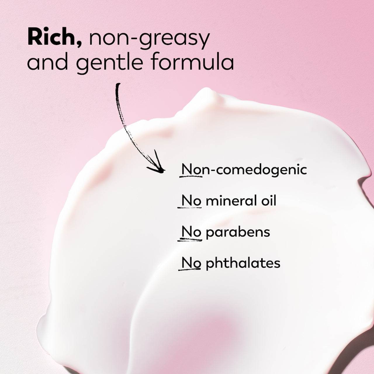 Product texture with text highlighting features on a pink background Product texture with text highlighting features on a pink background