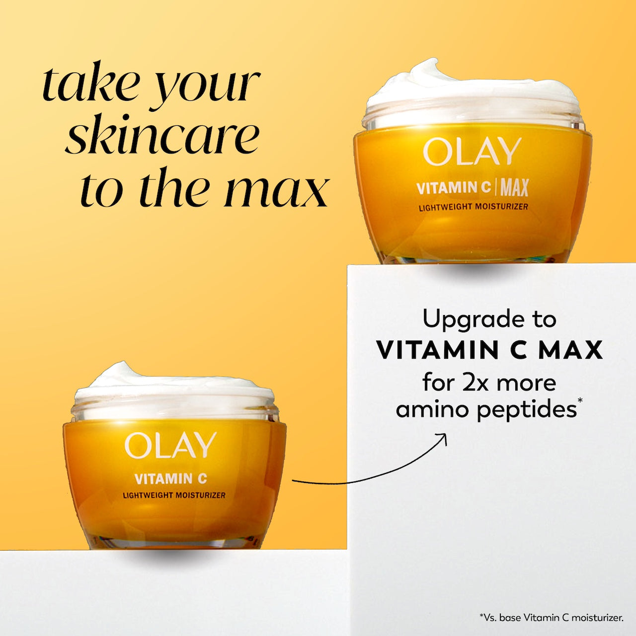 Vitamin C Lightweight Hydrating Moisturizer jar and Vitamin C Lightweight Hydrating Moisturizer MAX jar. Take your skincare to the MAX. Upgrade to vitamin c max for 2x more peptides* *Vs the base vitamin c moisturizer Vitamin C Lightweight Hydrating Moisturizer jar and Vitamin C Lightweight Hydrating Moisturizer MAX jar. Take your skincare to the MAX. Upgrade to vitamin c max for 2x more peptides* *Vs the base vitamin c moisturizer
