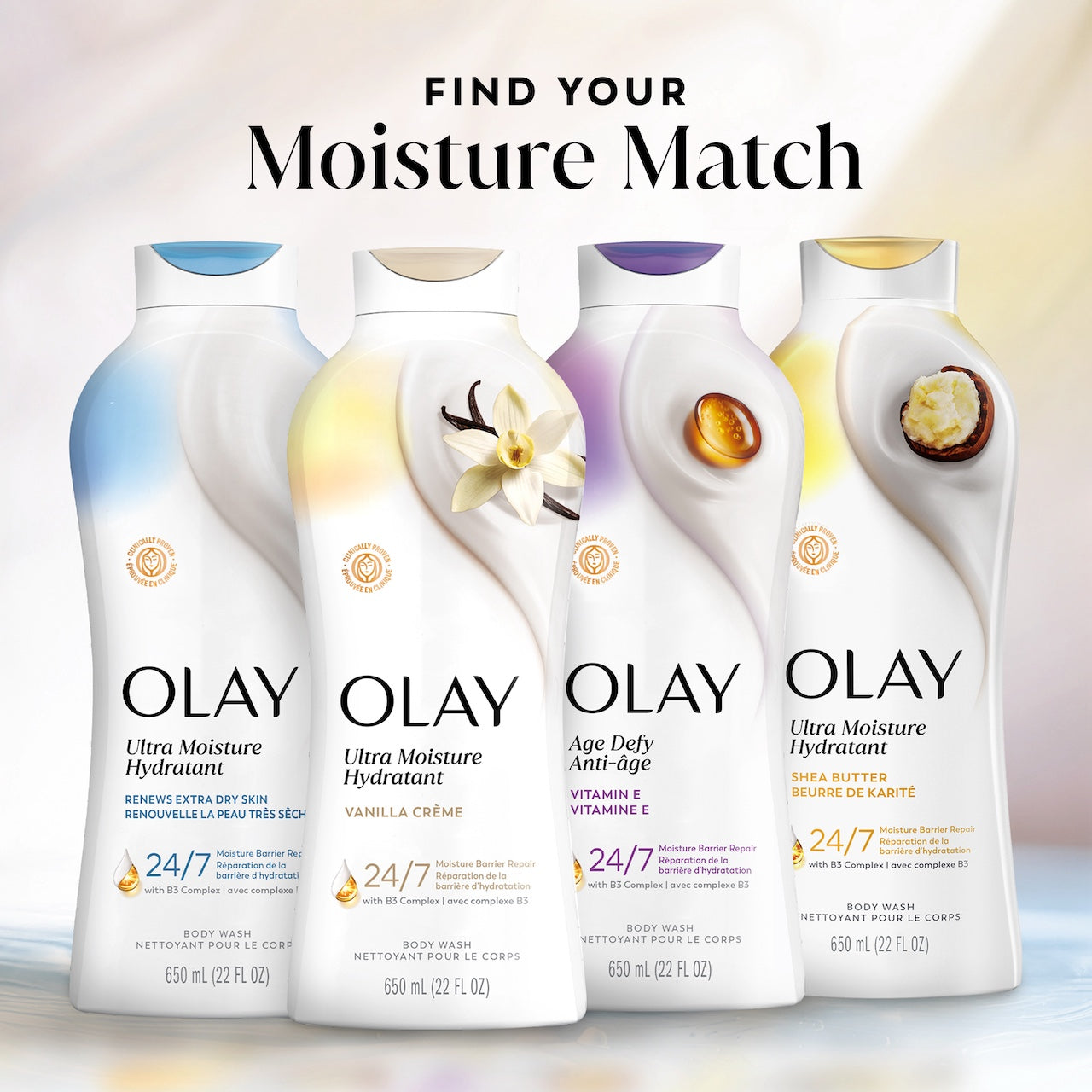 Ultra Moisture 4 bottle lineup. Find your moisture match. Ultra Moisture 4 bottle lineup. Find your moisture match.