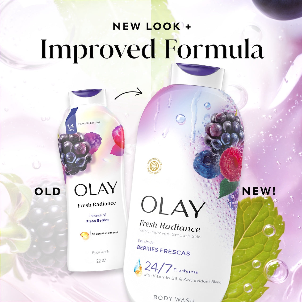 Fresh Radiance Body Wash old bottle design and new. New look plus improved formula. Fresh Radiance Body Wash old bottle design and new. New look plus improved formula.