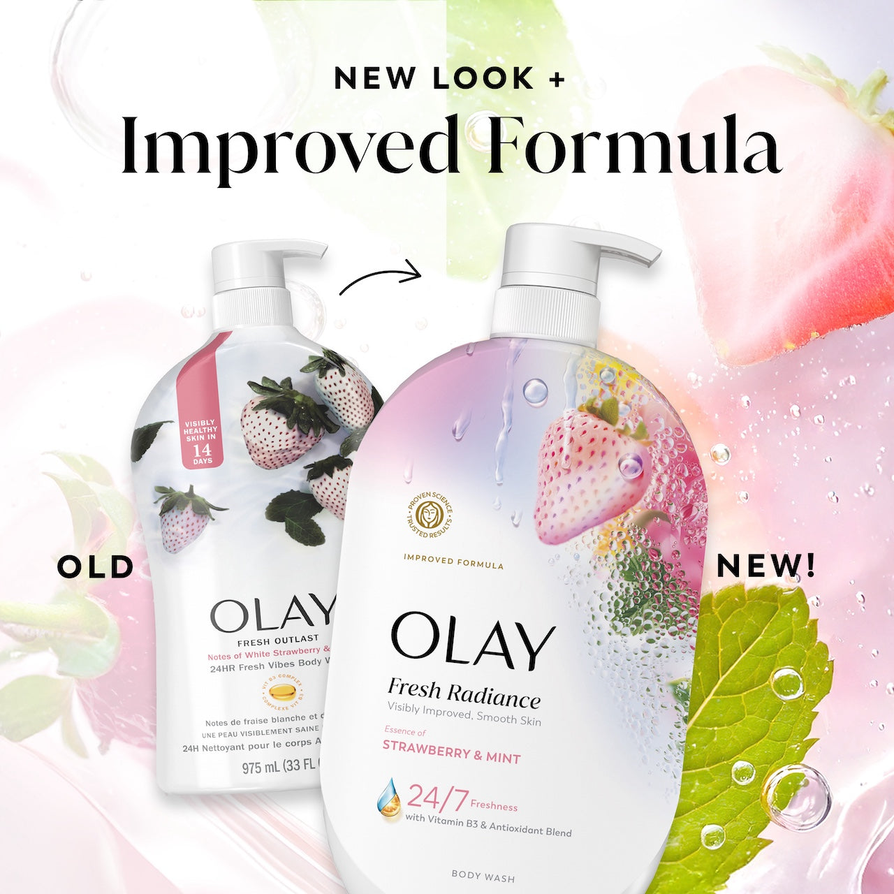 Fresh Radiance Body Wash old bottle design and new. New look plus improved formula. Fresh Radiance Body Wash old bottle design and new. New look plus improved formula.