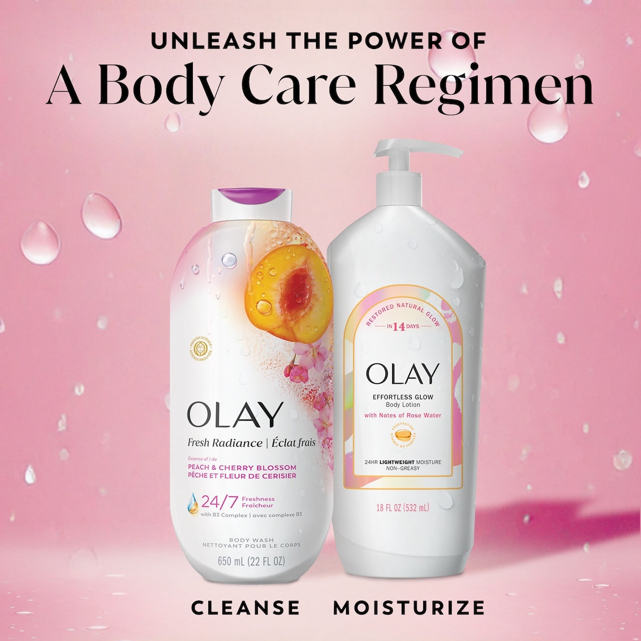 Fresh Radiance Body Wash bottle and effortless glow body lotion bottle. Unleash the power of a body care regimen. Cleanse moisturize. Fresh Radiance Body Wash bottle and effortless glow body lotion bottle. Unleash the power of a body care regimen. Cleanse moisturize.