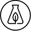 Icon of a beaker with a leaf inside it indicating to apply broad spectrum SPF liberally.