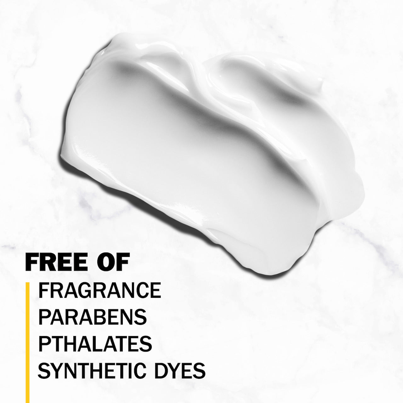 Complete + Hydrating Lotion texture. Free of fragrance, parabens, pthalates, synthetic dyes.