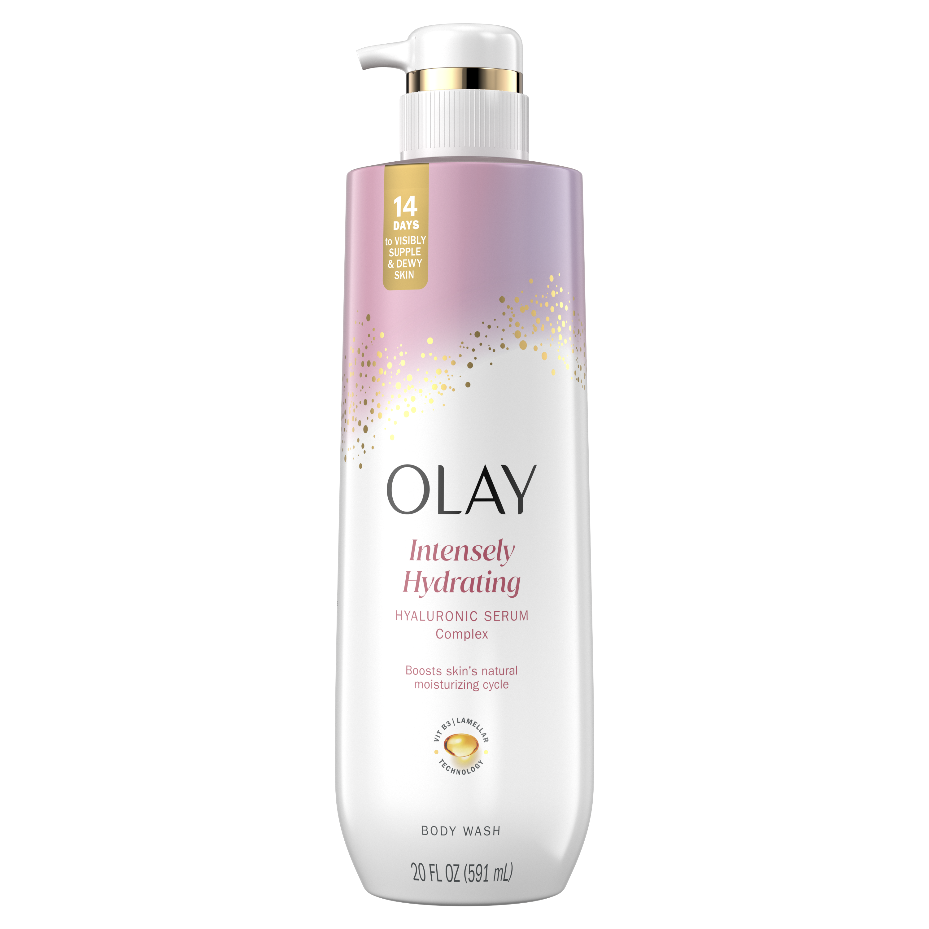 Olay Intensely Hydrating Body Wash with Hyaluronic Serum Complex, 20 oz front