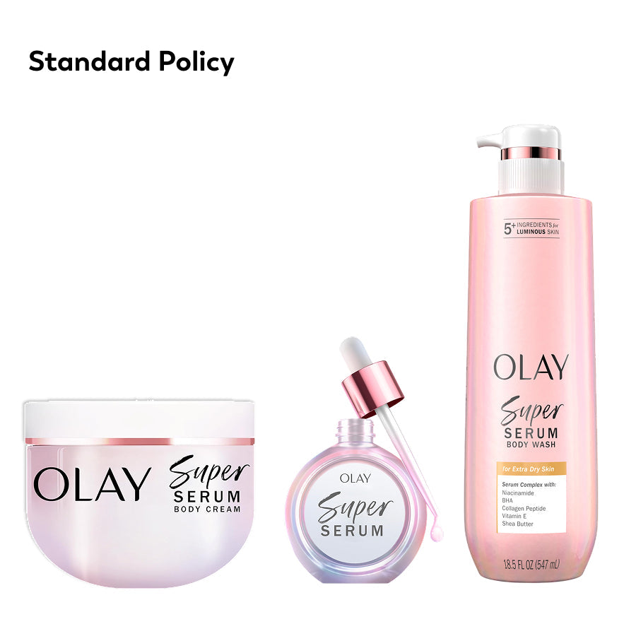 OLAY Skinsurance for Dry Skin bundle products with 'Standard Policy' text on the top left corner of the image