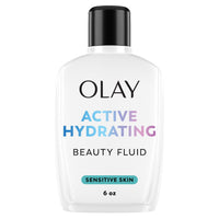 Olay Active Hydrating Beauty Fluid bottle on a white background