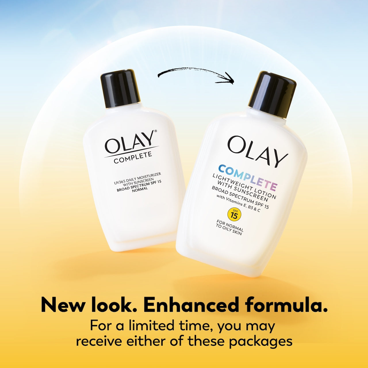 Complete Lotion Moisturizer Normal SPF 15 4oz bottles new design and old. New look enhanced formula. For a limited time, you may receive either of these packages.