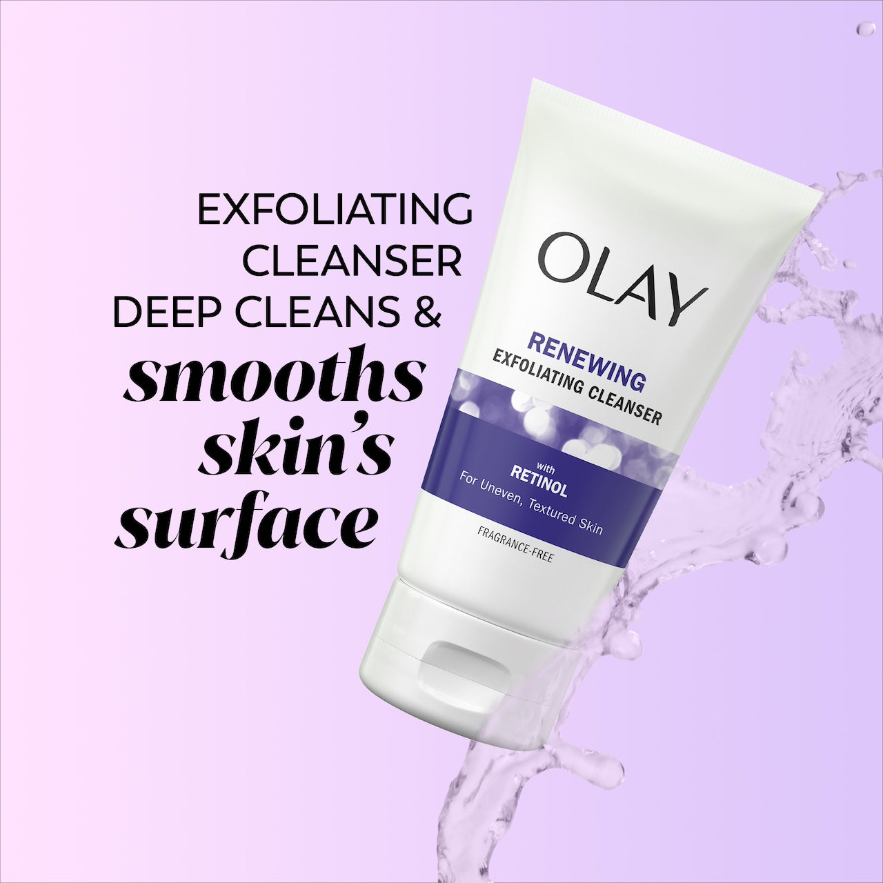 Retinol24 Skin Renewing Cleanser bottle. Exfoliating cleanser deep cleans and smooths skin's surface.