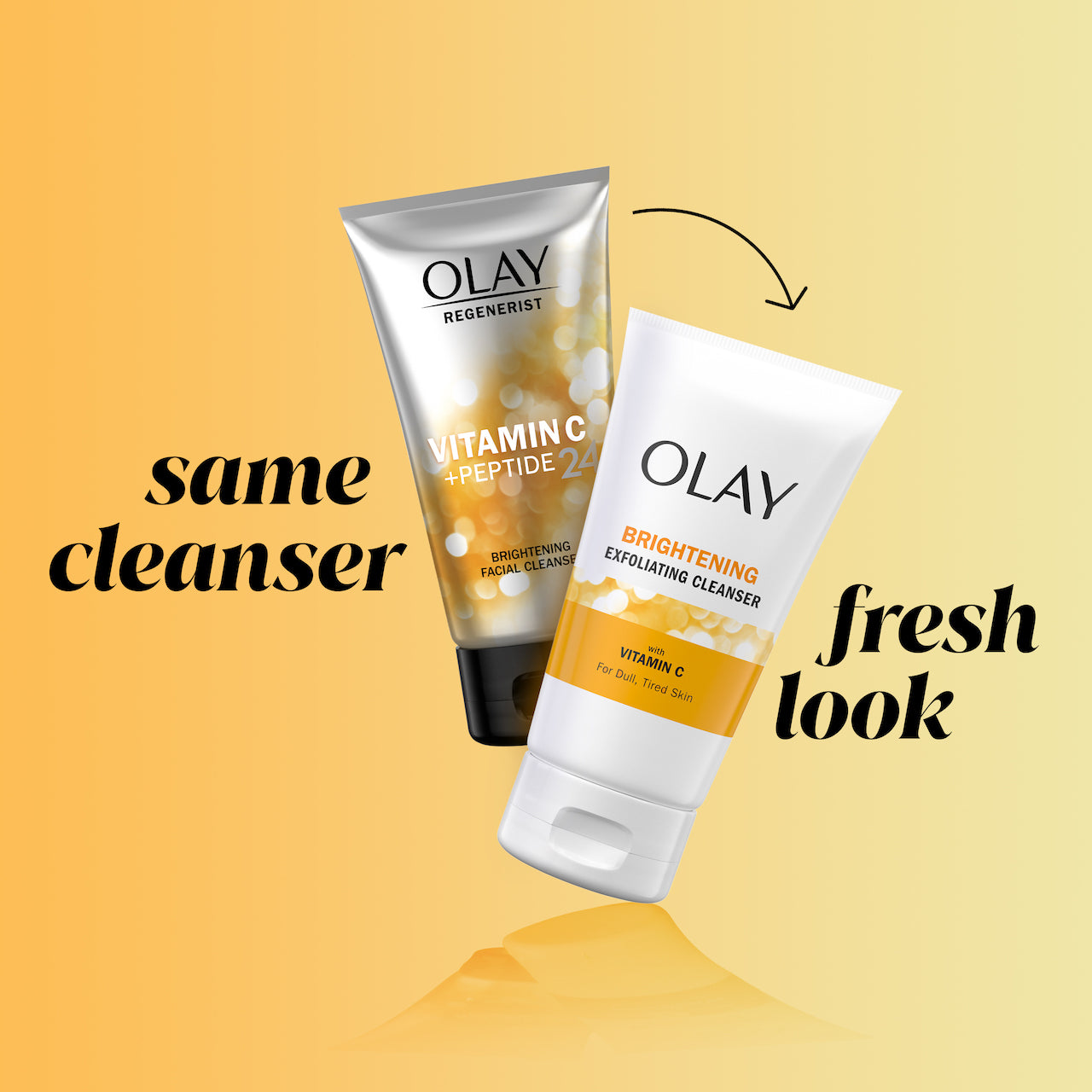 Vitamin C Brightening Cleanser bottle old version and new design. Same cleanser, fresh look