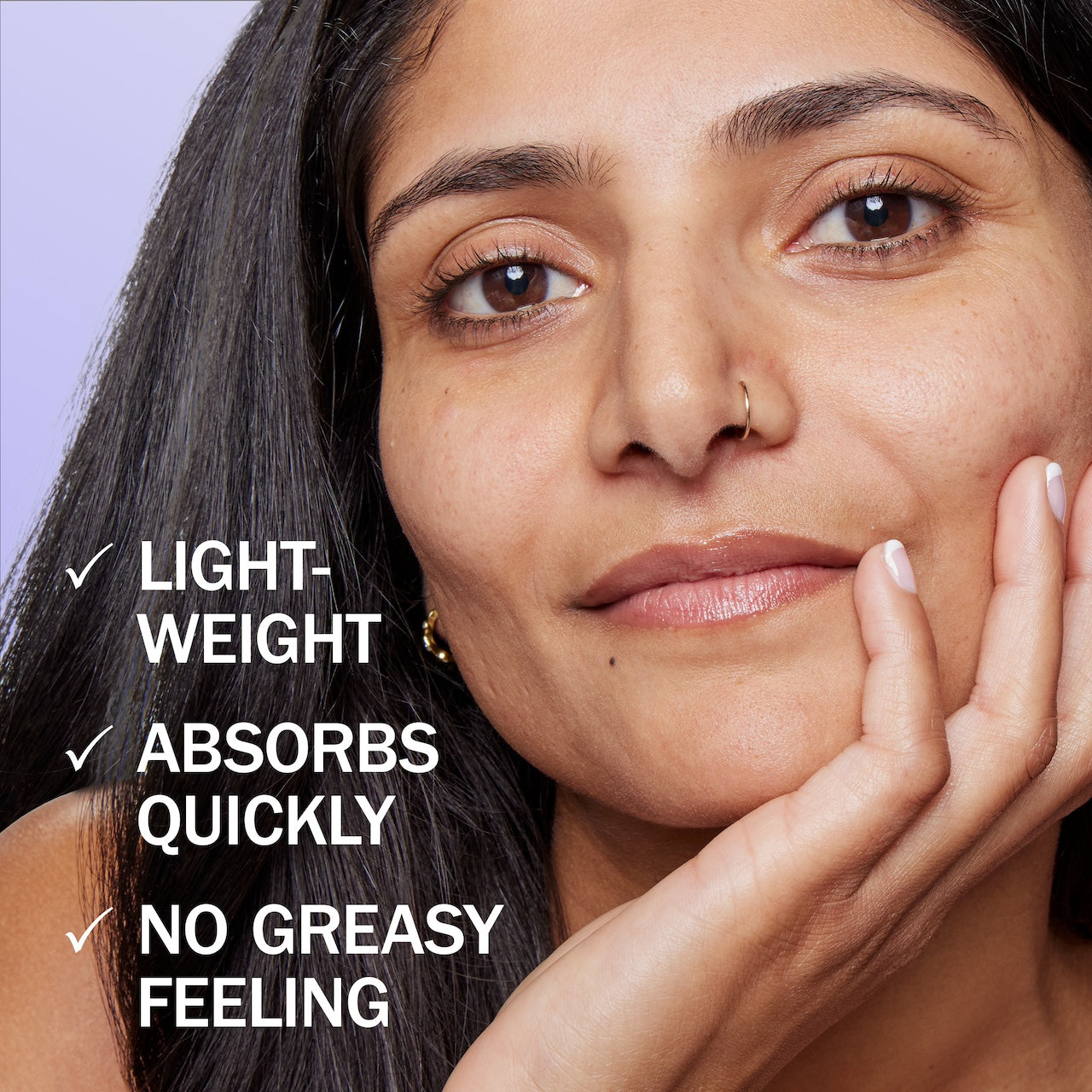 Model posing. Light weight, absorbs quickly, no greasy feeling