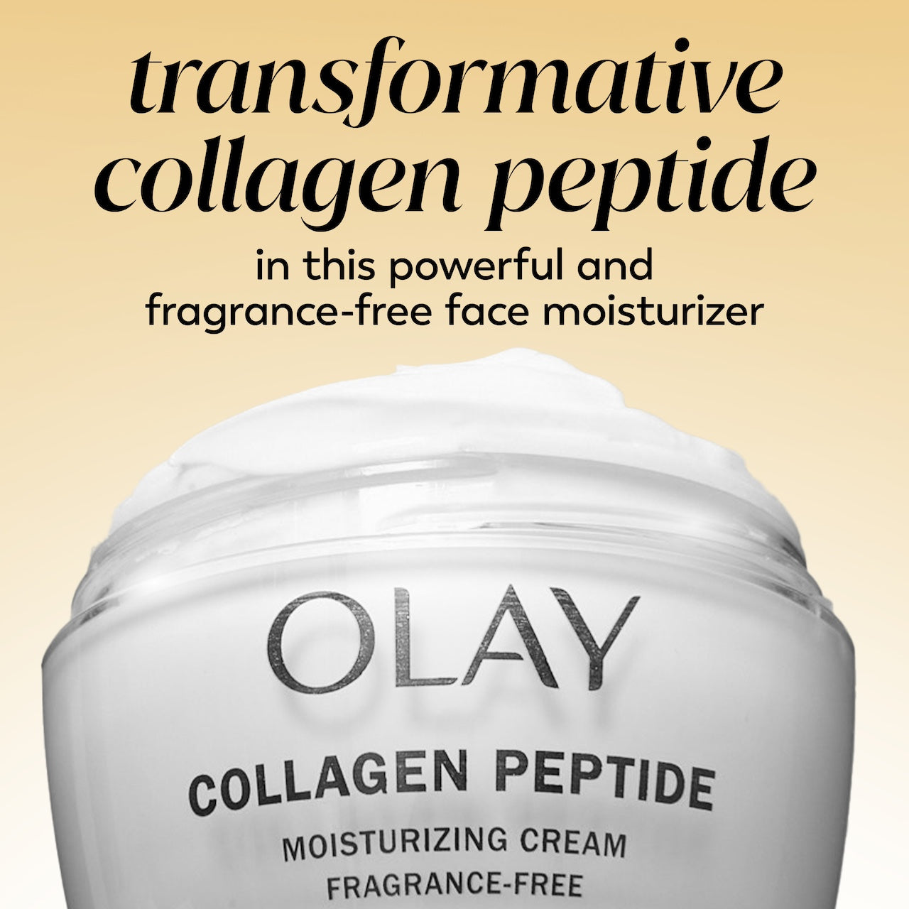Collagen Peptide Moisturizing Cream jar. Transformative collagen peptide in this powerful and fragrance free face moisturizer.