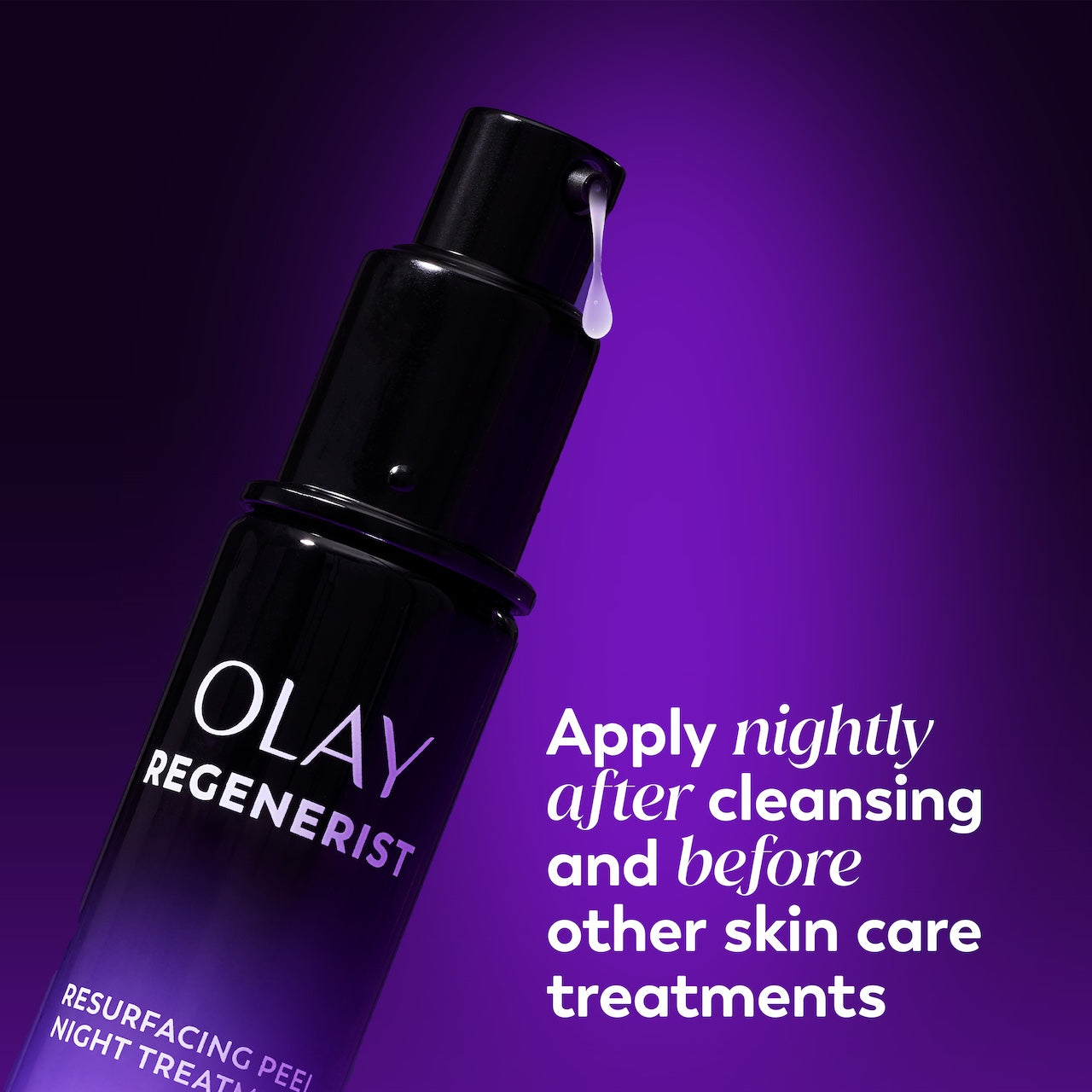Regenerist Resurfacing Peel Night Treatment bottle. Apply nightly after cleansing and before other skin care treatments.