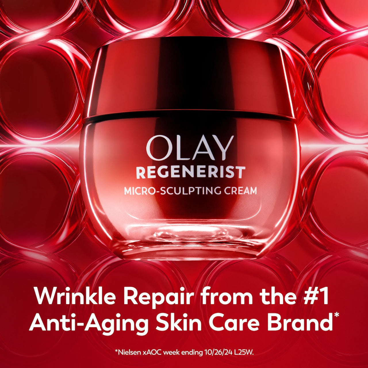 New Regenerist Micro-Sculpting Cream Moisturizer jar. Wrinkle repair from the #1 anti aging skin care brand*. *Nielsen xAOC week ending 10/26/24 L25W