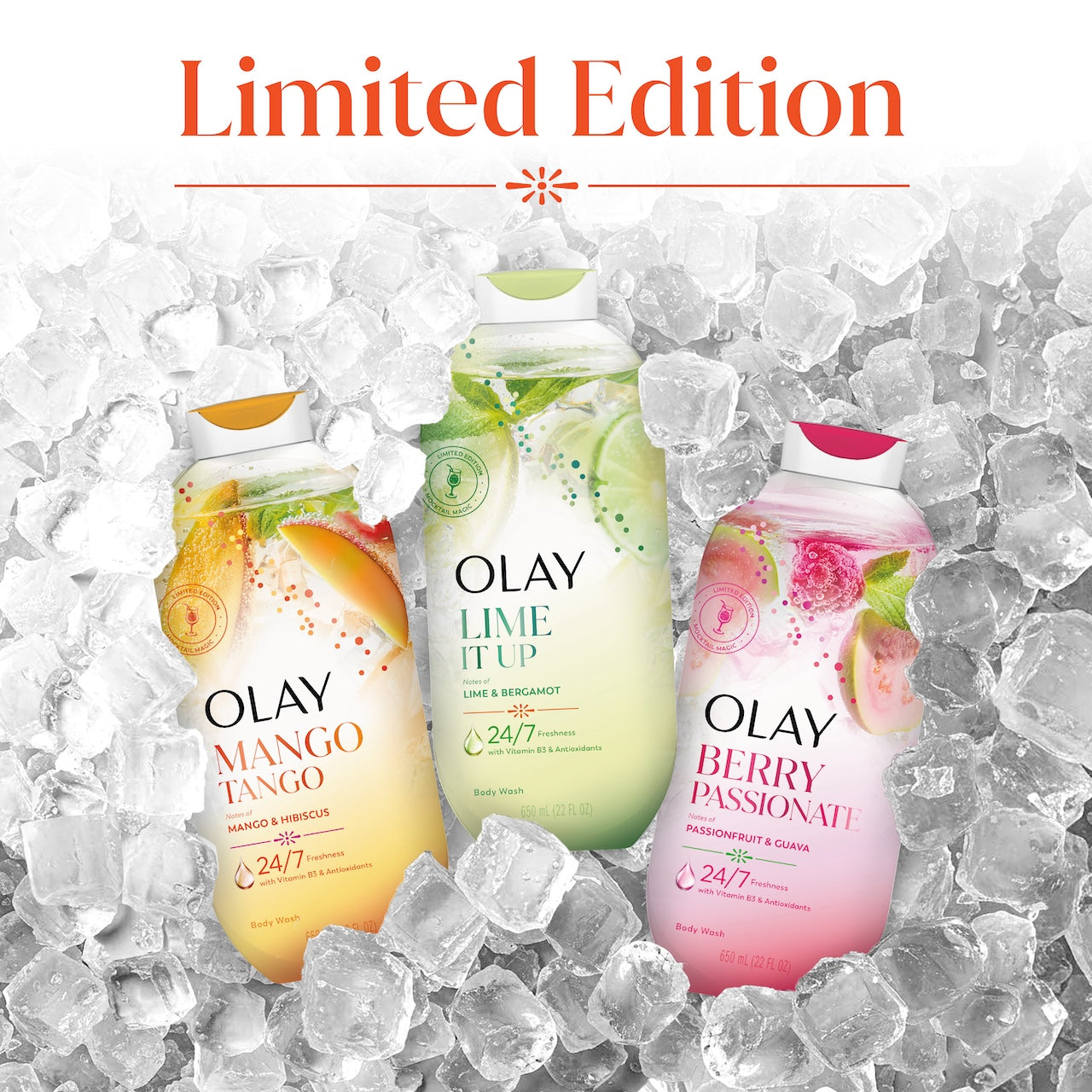 Limited edition scents. 3 bottle body wash