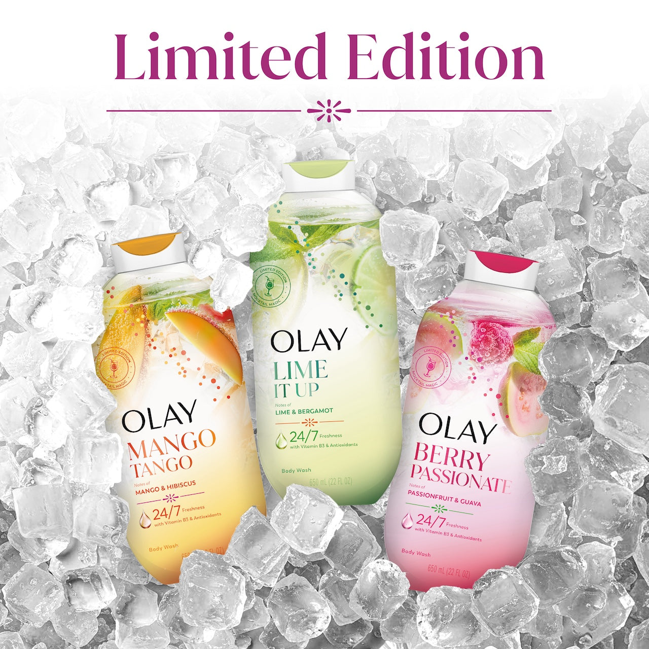Limited edition scents. 3 bottle body wash