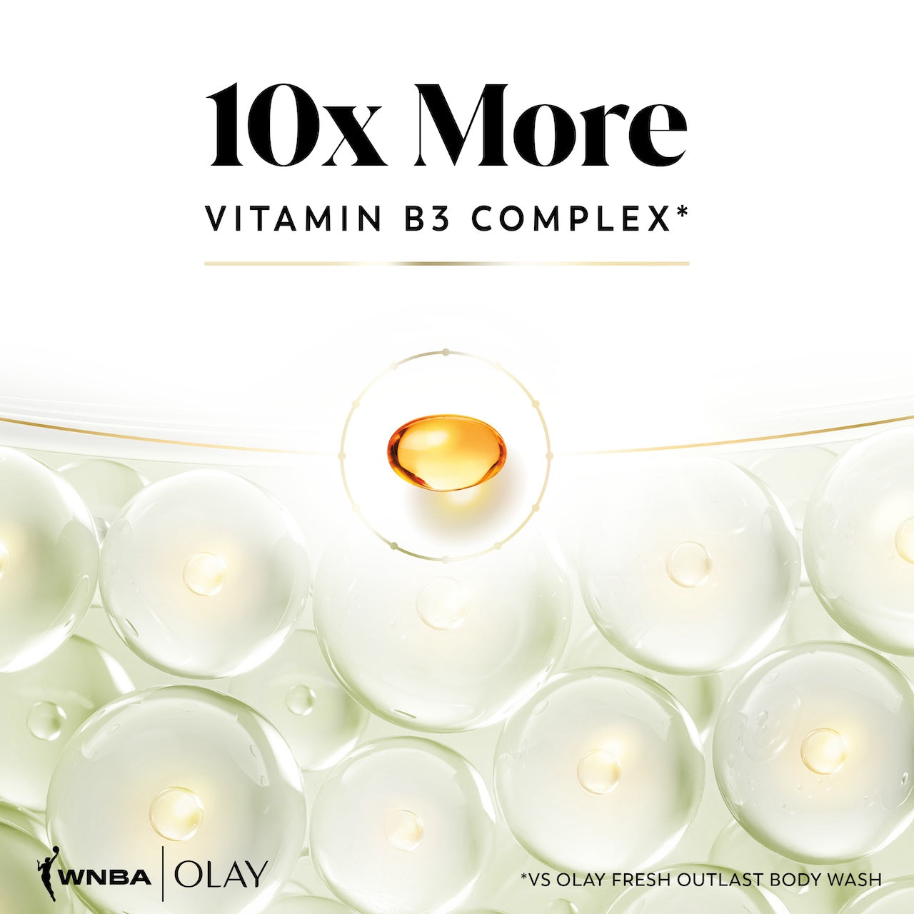 Ingredients. 10x more vitamin B3 complex*. *vs Olay Fresh Outlast Body Wash