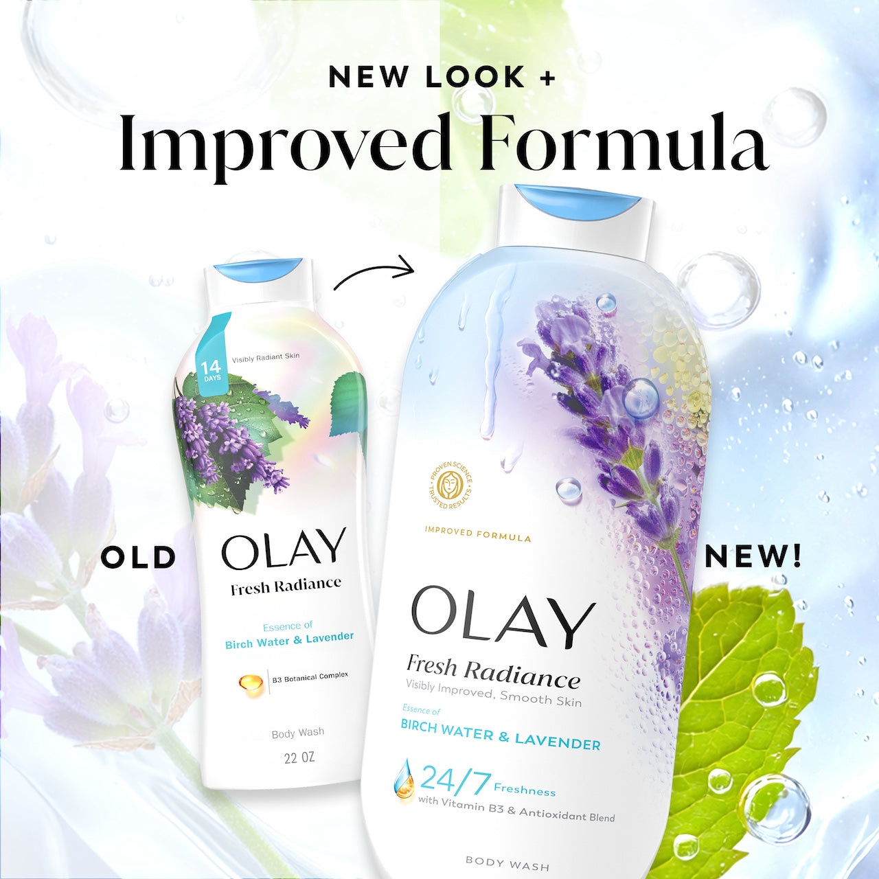 Fresh Radiance Body Wash old bottle design and new. New look plus improved formula.