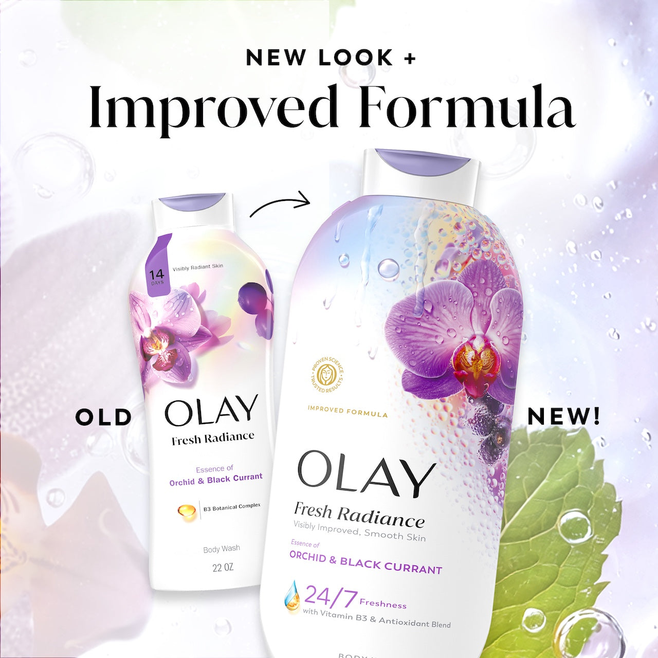 Fresh Radiance Body Wash old bottle design and new. New look plus improved formula.