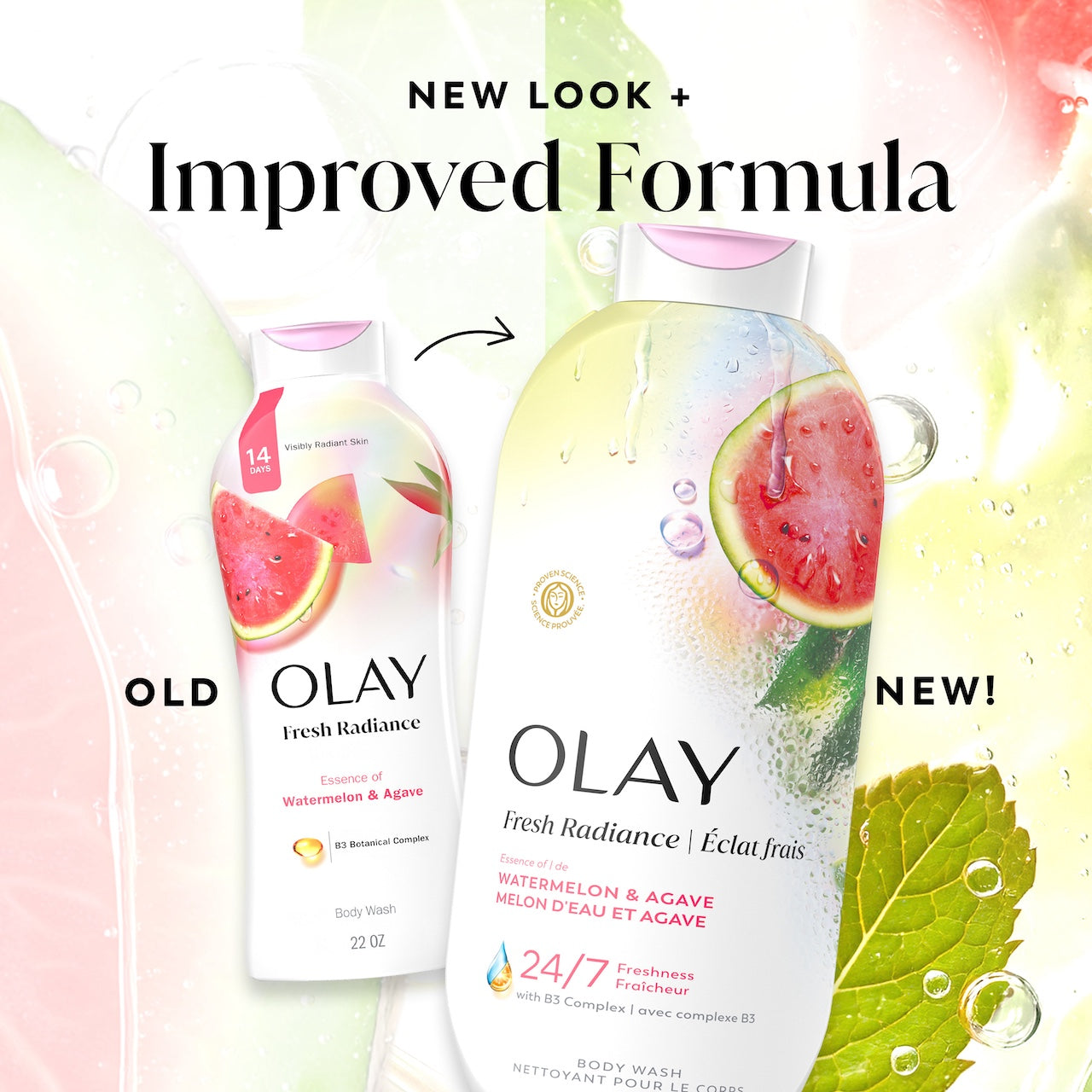 Fresh Radiance Body Wash old bottle design and new. New look plus improved formula.